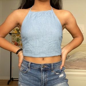 hollister blue halter top